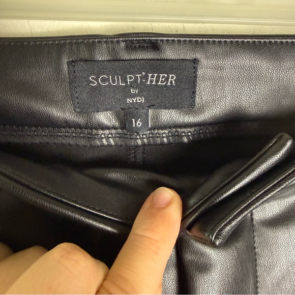 NYDJ Black Faux Leather Marilyn Straight Leg Pants Sculp-Her 
Jeans 16 - Picture 5 of 16
